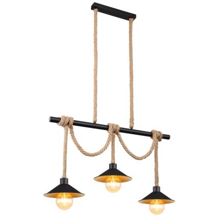 Globo 15690-3H - Lustre suspenso DIANA em cabo 3xE27/60W/230V preto