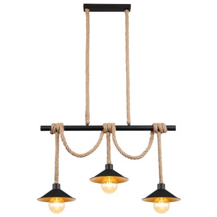 Globo 15690-3H - Lustre suspenso DIANA em cabo 3xE27/60W/230V preto