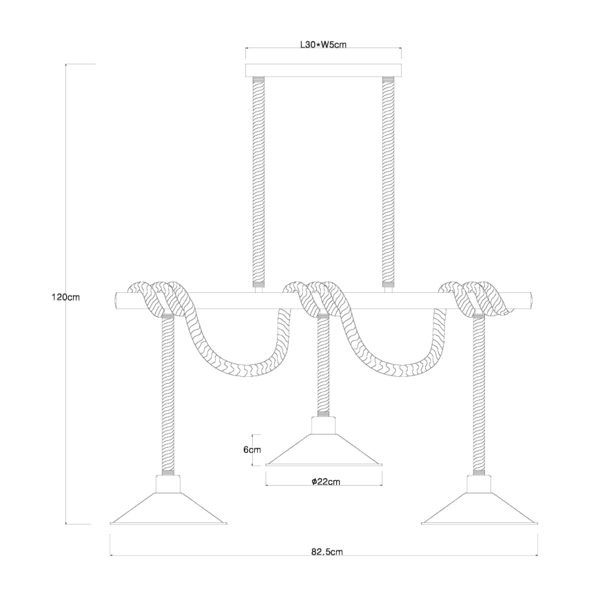 Globo 15690-3H - Lustre suspenso DIANA em cabo 3xE27/60W/230V preto