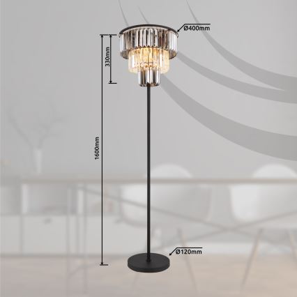 Globo - Candeeiro de chão 3xE27/40W/230V diâmetro 40 cm preto