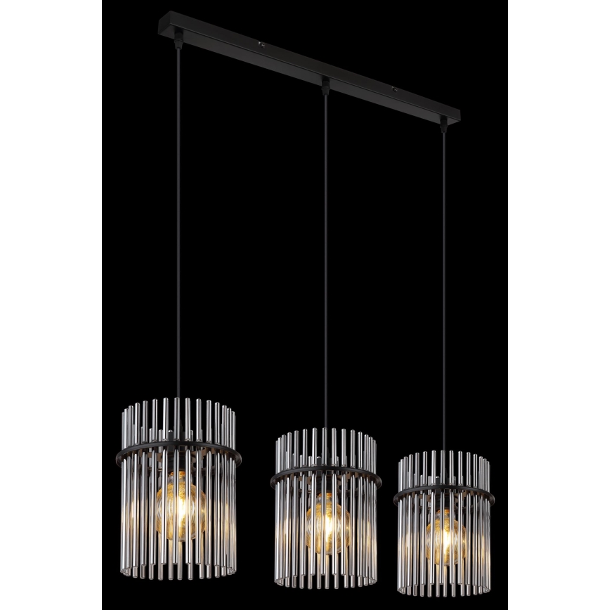 Globo - Candeeiro suspenso 3xE27/60W/230V preto