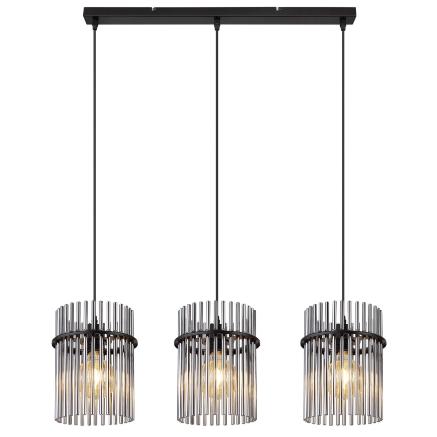 Globo - Candeeiro suspenso 3xE27/60W/230V preto