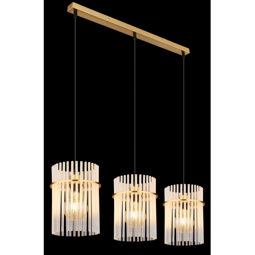 Globo - Candeeiro suspenso 3xE27/60W/230V dourado