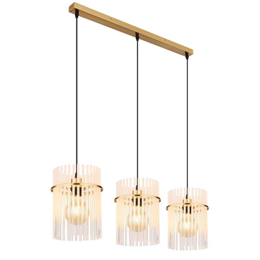 Globo - Candeeiro suspenso 3xE27/60W/230V dourado