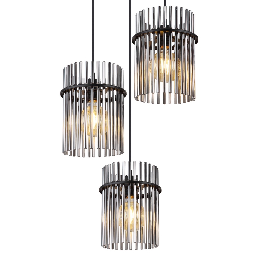 Globo - Candeeiro suspenso 3xE27/60W/230V diâmetro 47 cm preto