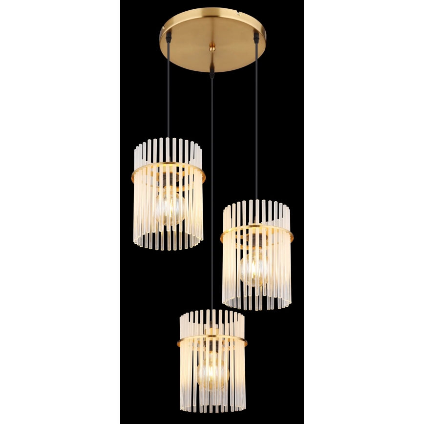 Globo - Candeeiro suspenso 3xE27/60W/230V diâmetro 47 cm dourado