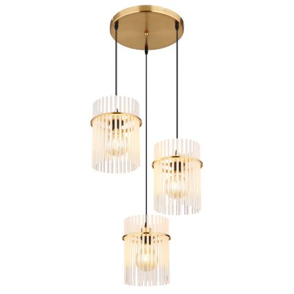 Globo - Candeeiro suspenso 3xE27/60W/230V diâmetro 47 cm dourado