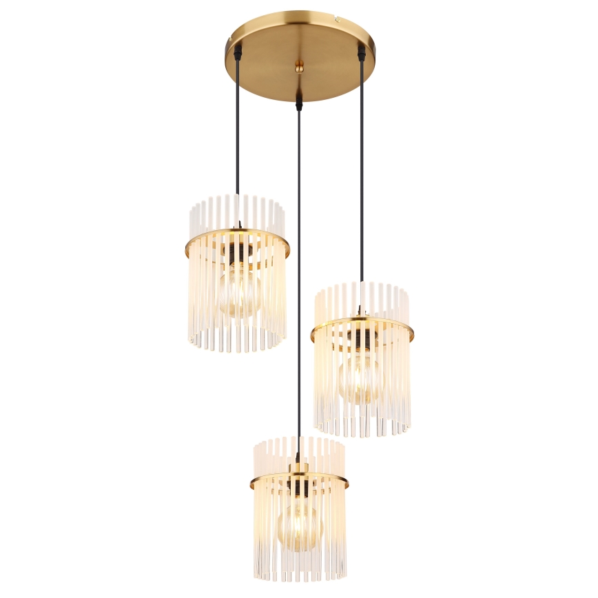 Globo - Candeeiro suspenso 3xE27/60W/230V diâmetro 47 cm dourado