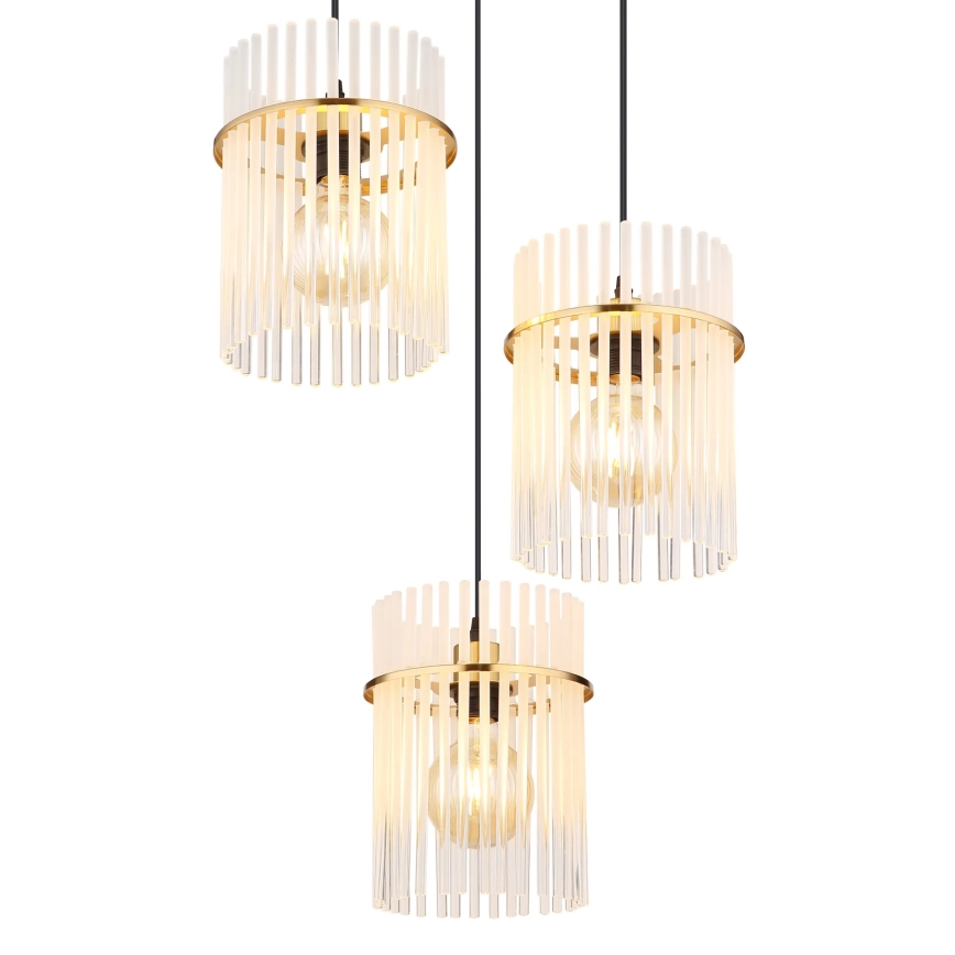 Globo - Candeeiro suspenso 3xE27/60W/230V diâmetro 47 cm dourado