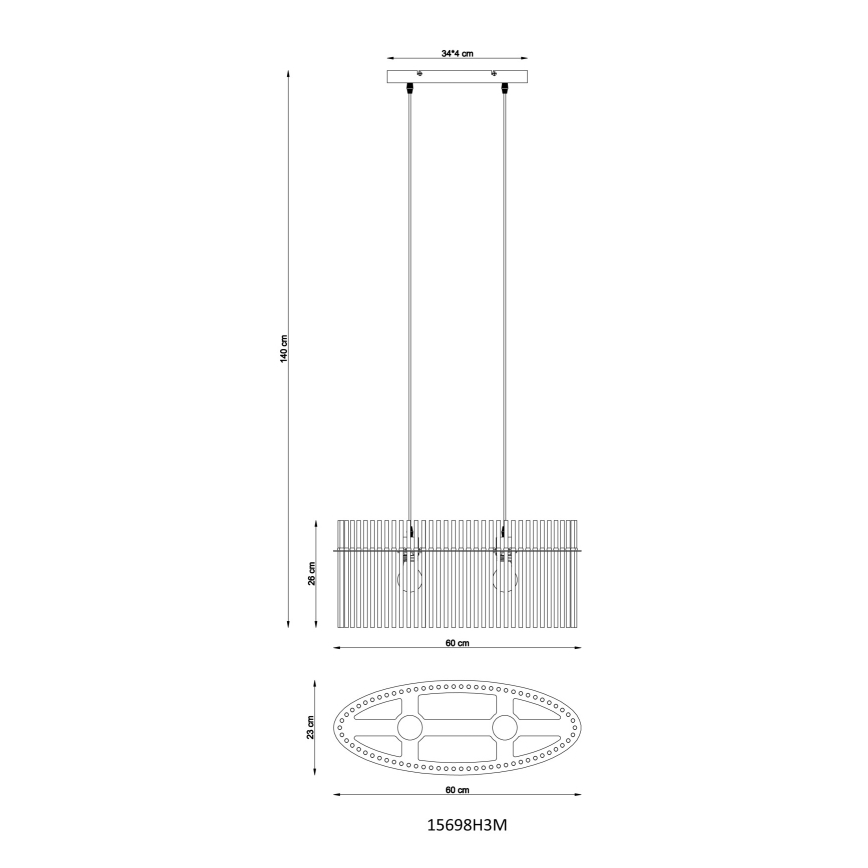 Globo - Candeeiro suspenso 2xE27/60W/230V dourado