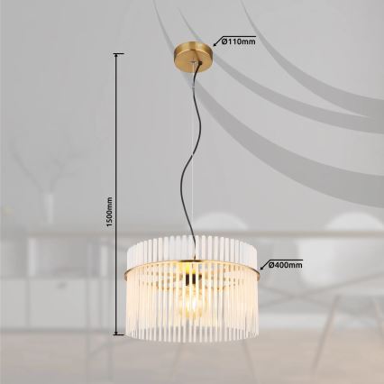 Globo - Candeeiro suspenso 1xE27/60W/230V diâmetro 40 cm dourado