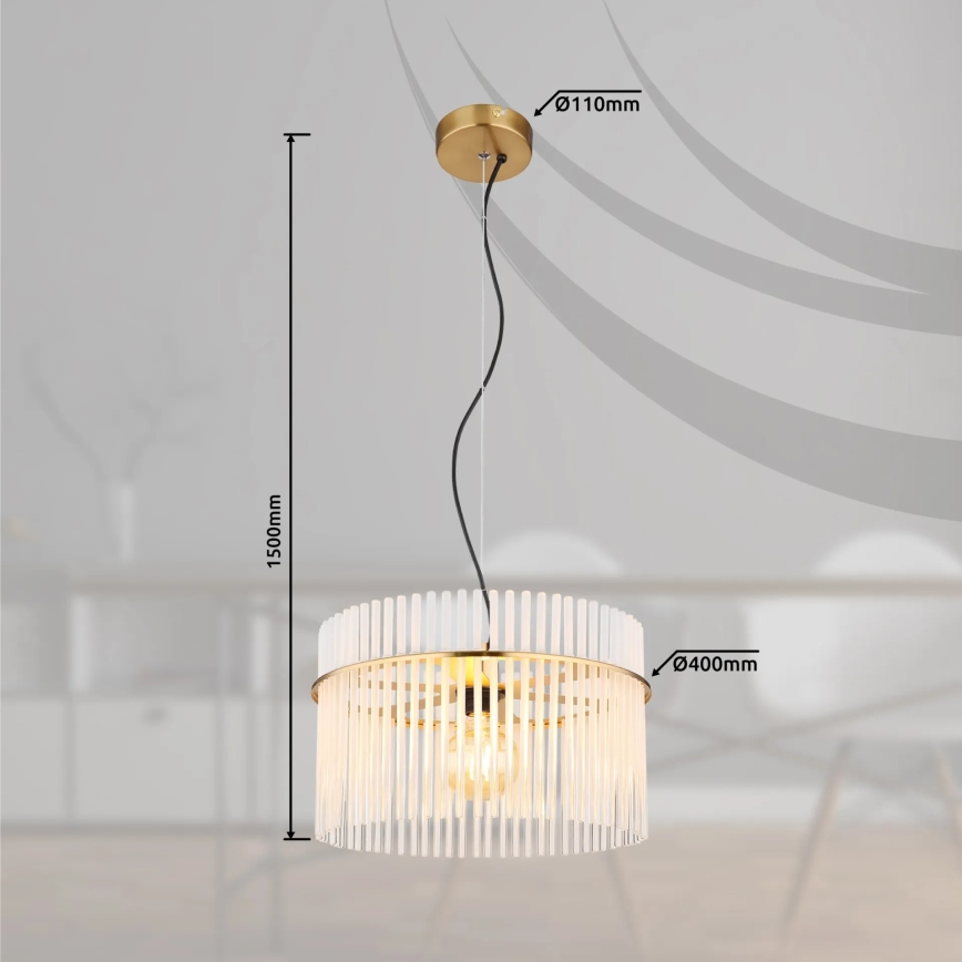 Globo - Candeeiro suspenso 1xE27/60W/230V diâmetro 40 cm dourado