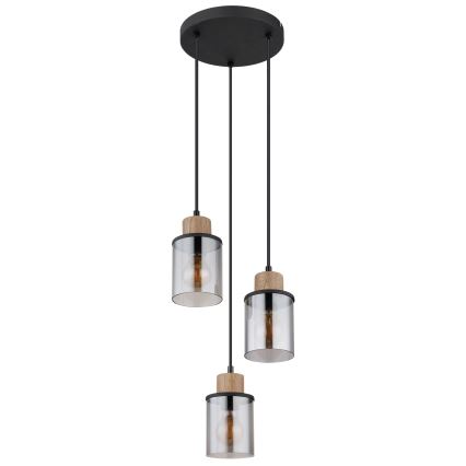 Globo - Candeeiro suspenso 3xE27/15W/230V diâmetro 27 cm carvalho