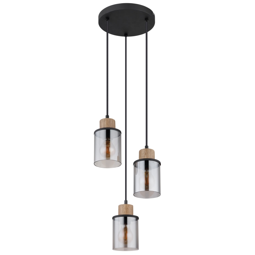 Globo - Candeeiro suspenso 3xE27/15W/230V diâmetro 27 cm carvalho