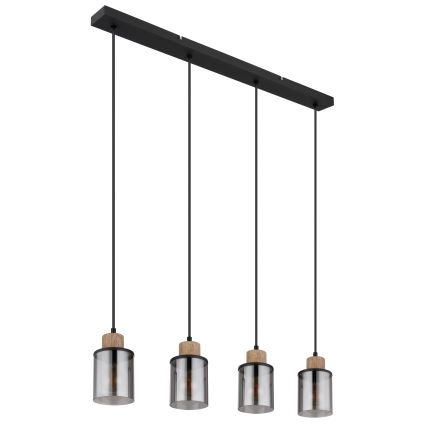 Globo - Candelabro suspenso 4xE27/15W/230V carvalho