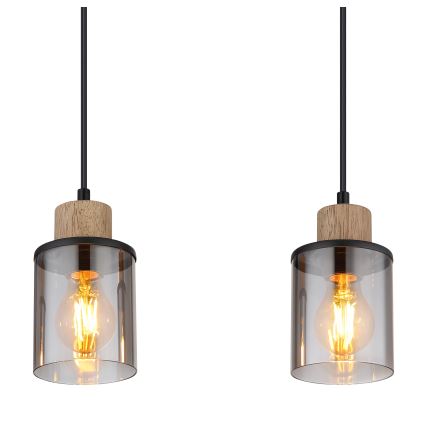 Globo - Candelabro suspenso 4xE27/15W/230V carvalho