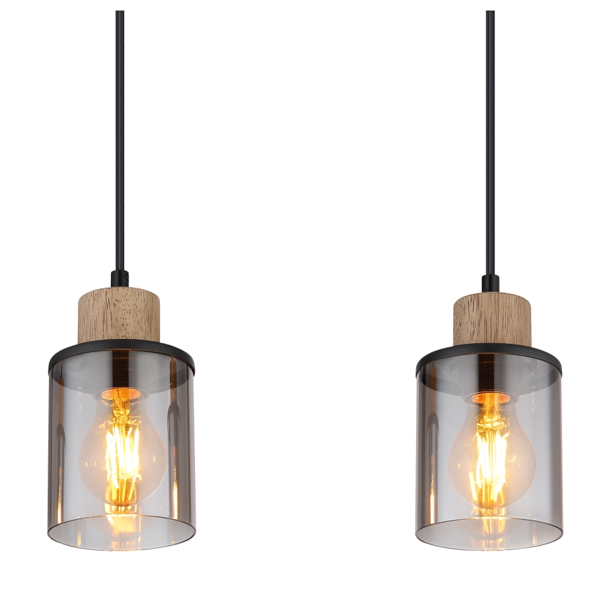 Globo - Candelabro suspenso 4xE27/15W/230V carvalho