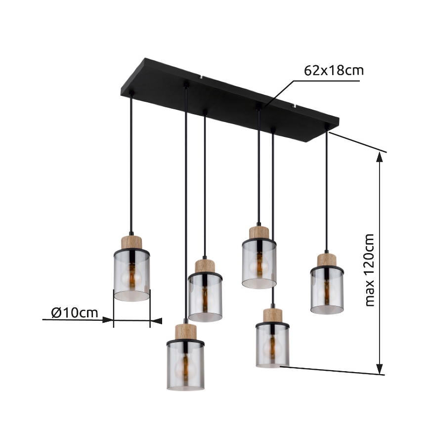 Globo - Candeeiro suspenso 6xE27/15W/230V