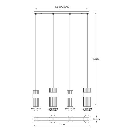 Globo - Candeeiro suspenso 4xE27/60W/230V