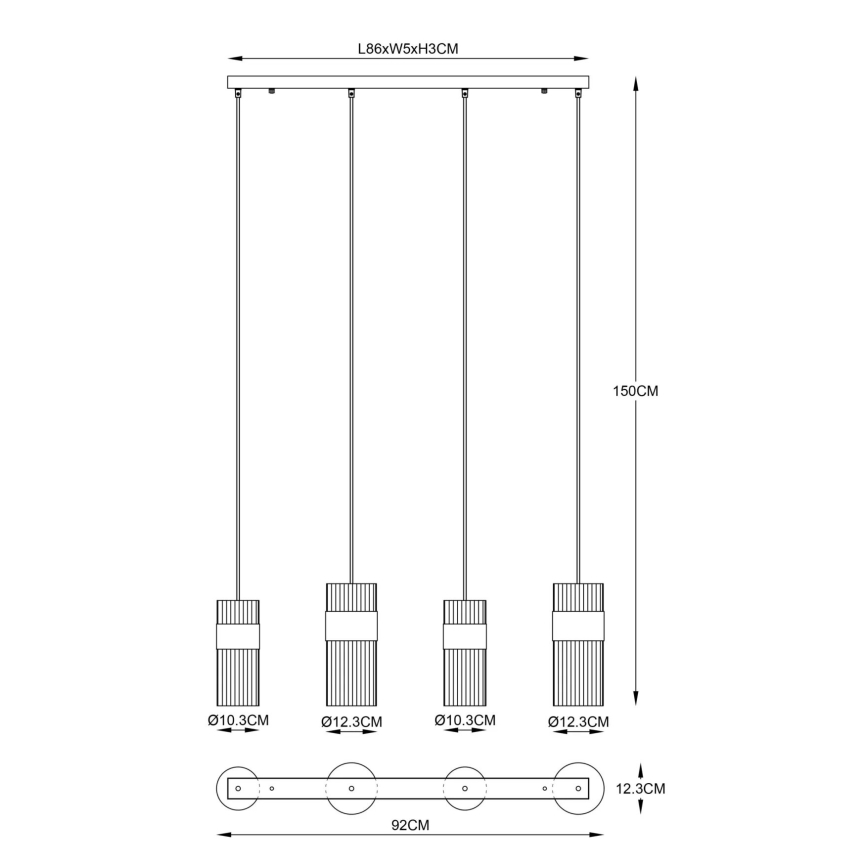 Globo - Candeeiro suspenso 4xE27/60W/230V