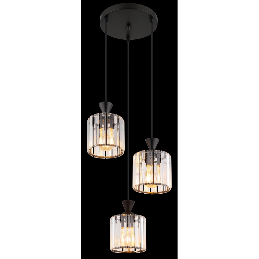 Globo - Candeeiro suspenso 3xE27/60W/230V diâmetro 32 cm preto
