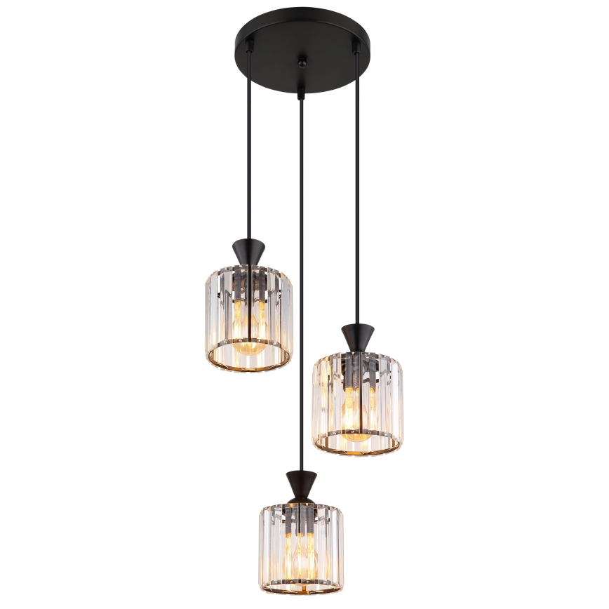Globo - Candeeiro suspenso 3xE27/60W/230V diâmetro 32 cm preto