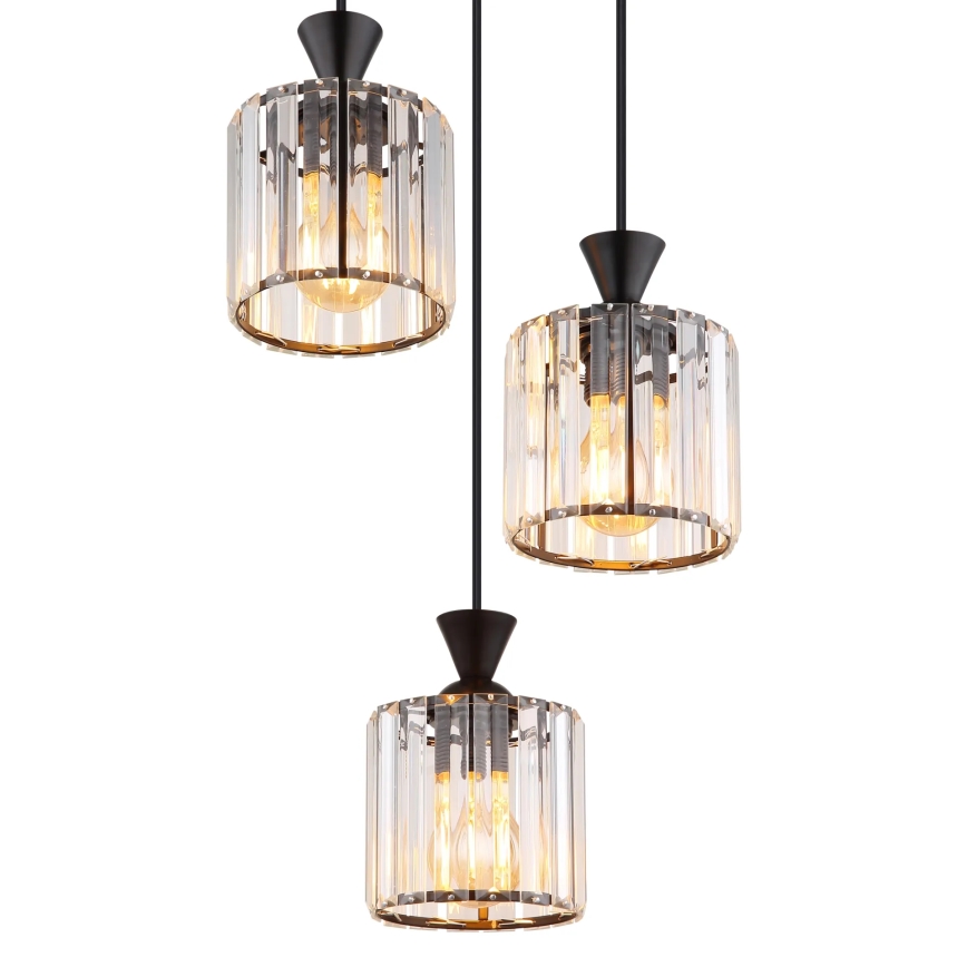 Globo - Candeeiro suspenso 3xE27/60W/230V diâmetro 32 cm preto