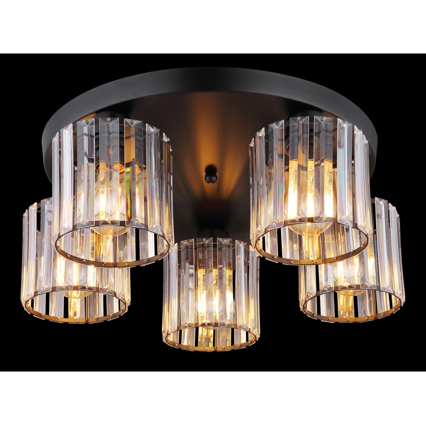 Globo - Candeeiro integrado 5xE27/60W/230V diâmetro 46,5 cm preto