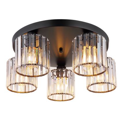 Globo - Candeeiro integrado 5xE27/60W/230V diâmetro 46,5 cm preto