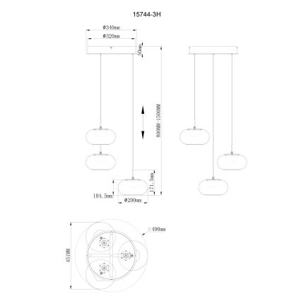 Globo - Candeeiro suspenso LED 3xLED/6W/230V