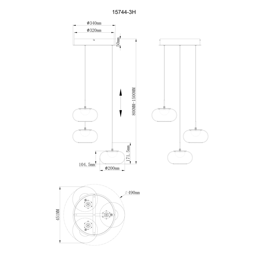 Globo - Candeeiro suspenso LED 3xLED/6W/230V