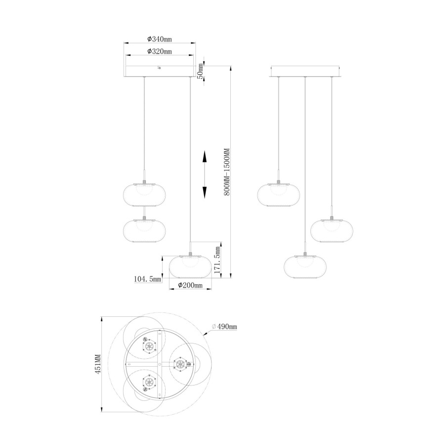 Globo - Candeeiro suspenso LED 3xLED/6W/230V