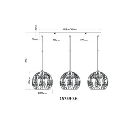 Globo - Candeeiro suspenso 3xE27/40W/230V