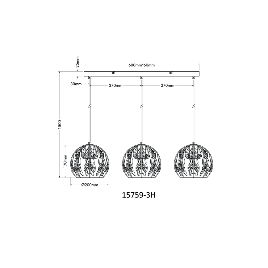 Globo - Candeeiro suspenso 3xE27/40W/230V