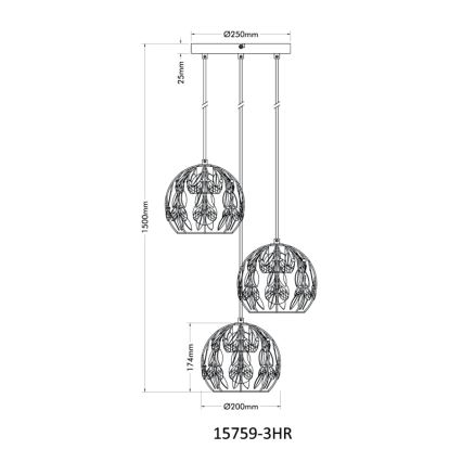 Globo - Candeeiro suspenso 3xE27/40W/230V diâmetro 41 cm