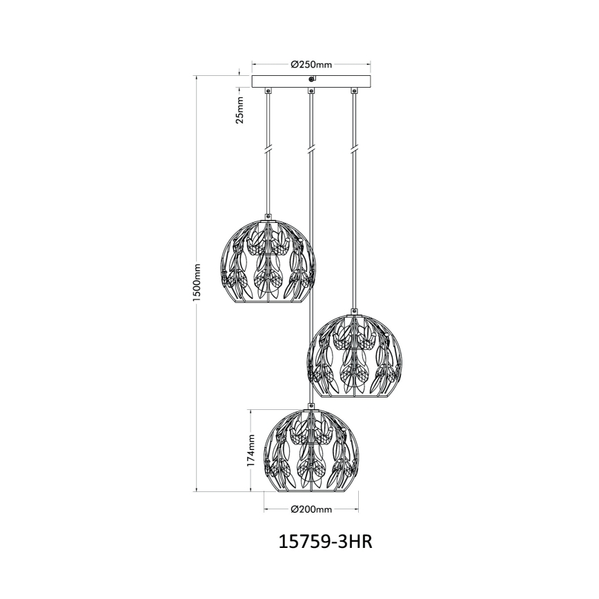 Globo - Candeeiro suspenso 3xE27/40W/230V diâmetro 41 cm