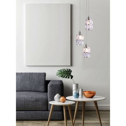 Globo - Candelabro de cristal num fio 3xE14/40W/230V