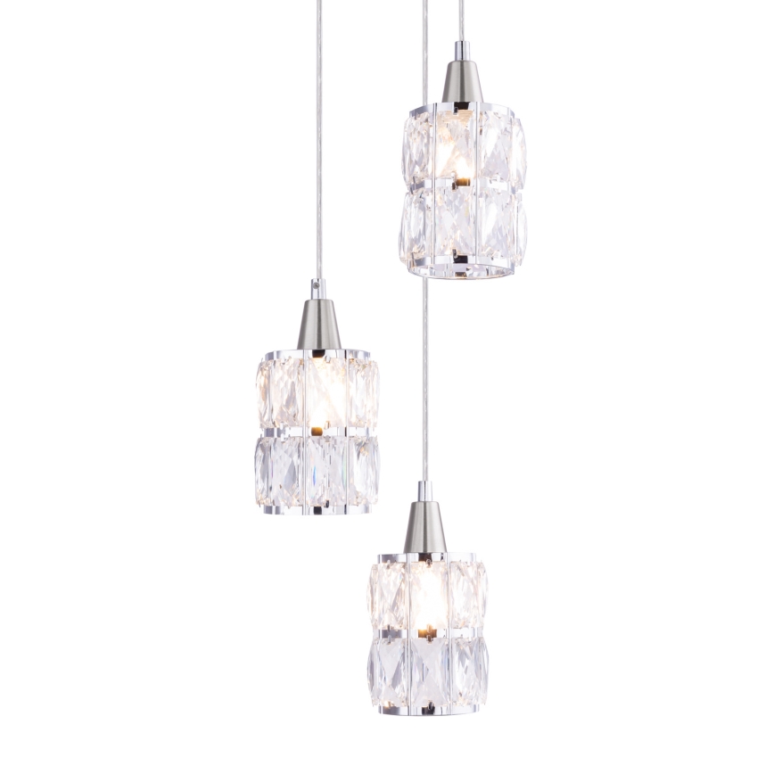 Globo - Candelabro de cristal num fio 3xE14/40W/230V