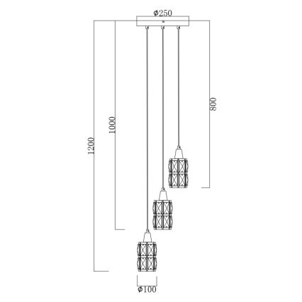 Globo - Candelabro de cristal num fio 3xE14/40W/230V