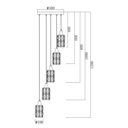 Globo - Candelabro suspenso 5xE14/40W/230V