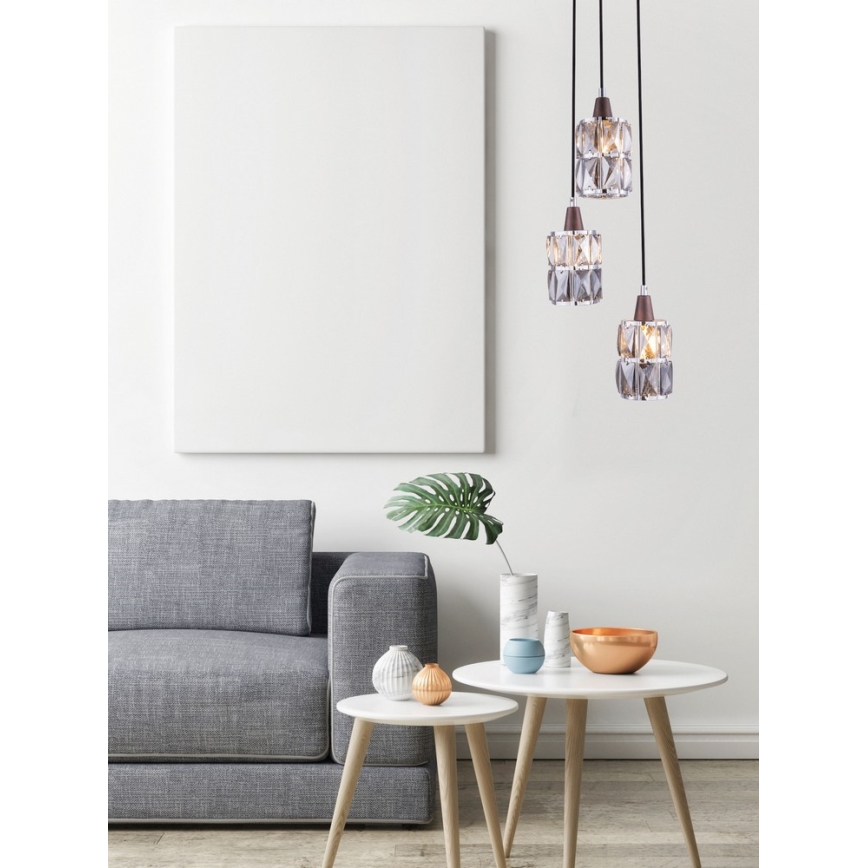 Globo - Candelabro de cristal num fio 3xE14/40W/230V