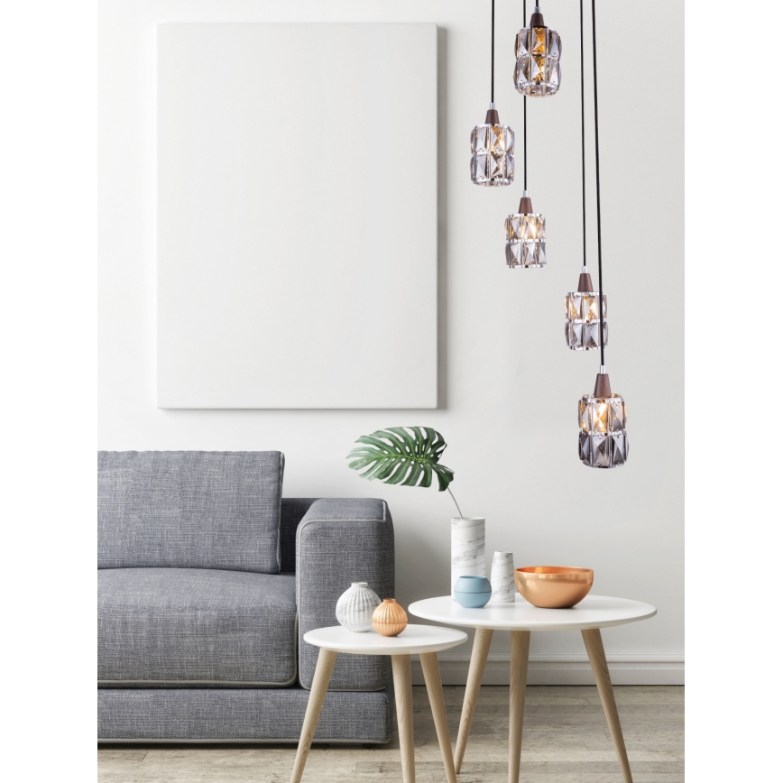 Globo - Candelabro de cristal num fio 5xE14/40W/230V