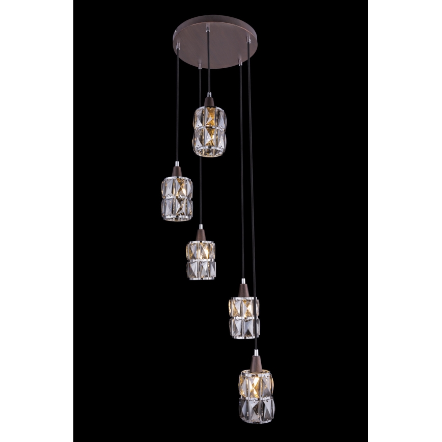 Globo - Candelabro de cristal num fio 5xE14/40W/230V
