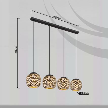 Globo 15766-4H - Candeeiro suspenso COLLY 4xE27/15W/230V