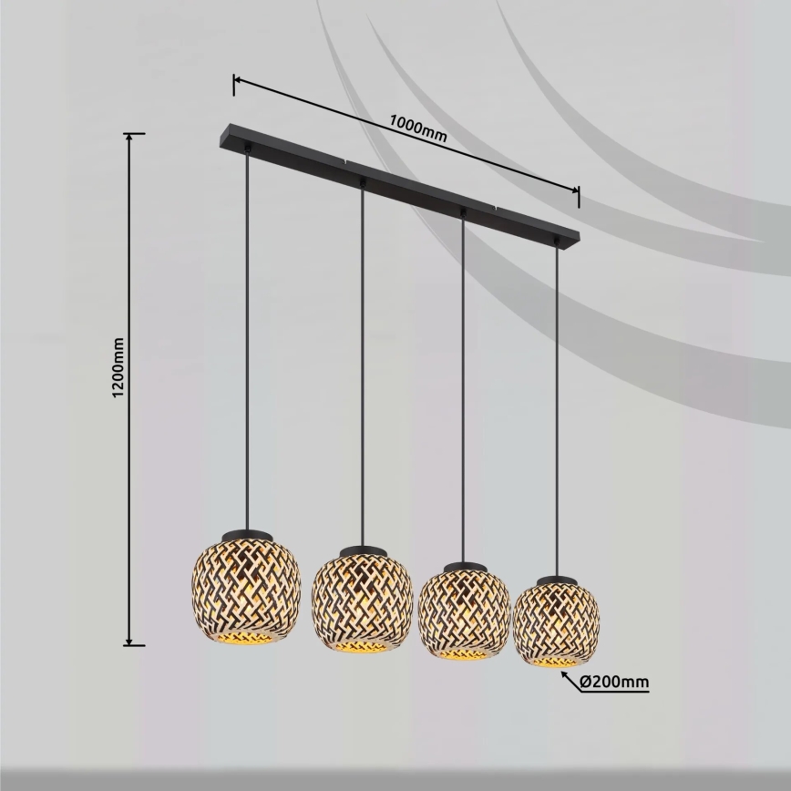 Globo 15766-4H - Candeeiro suspenso COLLY 4xE27/15W/230V