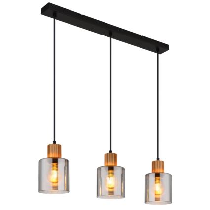 Globo - Candeeiro suspenso 3xE27/25W/230V preto