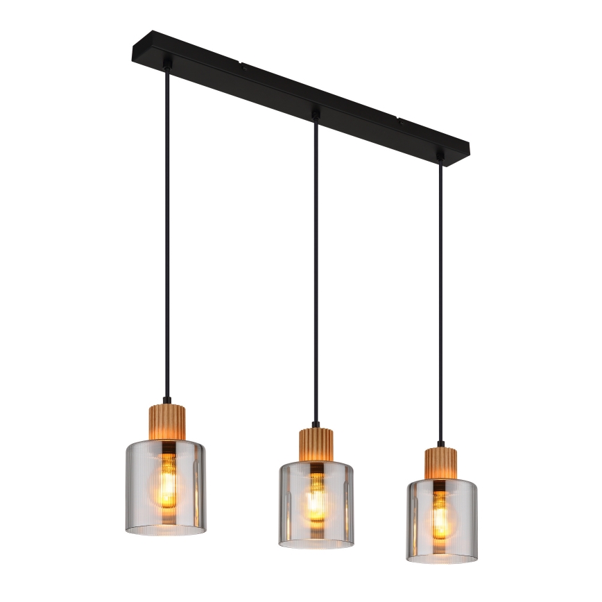 Globo - Candeeiro suspenso 3xE27/25W/230V preto