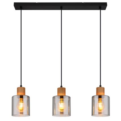 Globo - Candeeiro suspenso 3xE27/25W/230V preto