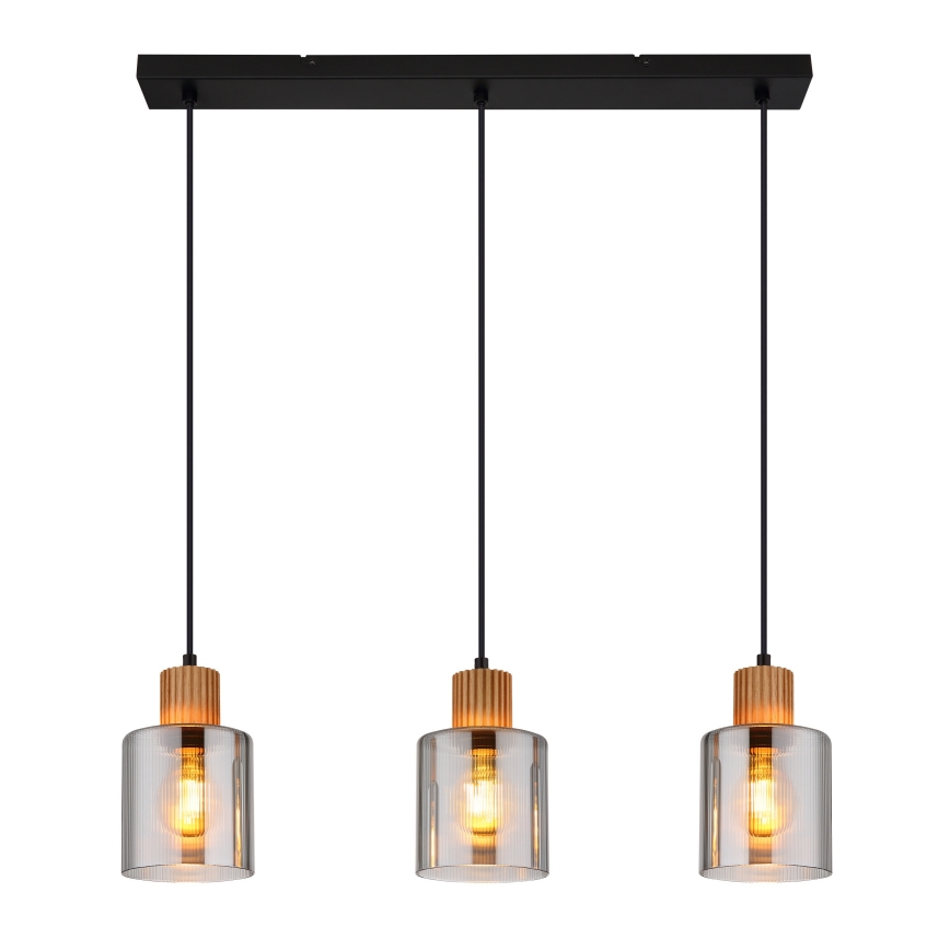 Globo - Candeeiro suspenso 3xE27/25W/230V preto