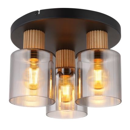 Globo - Candeeiro integrado 3xE27/25W/230V preto diâmetro 30 cm